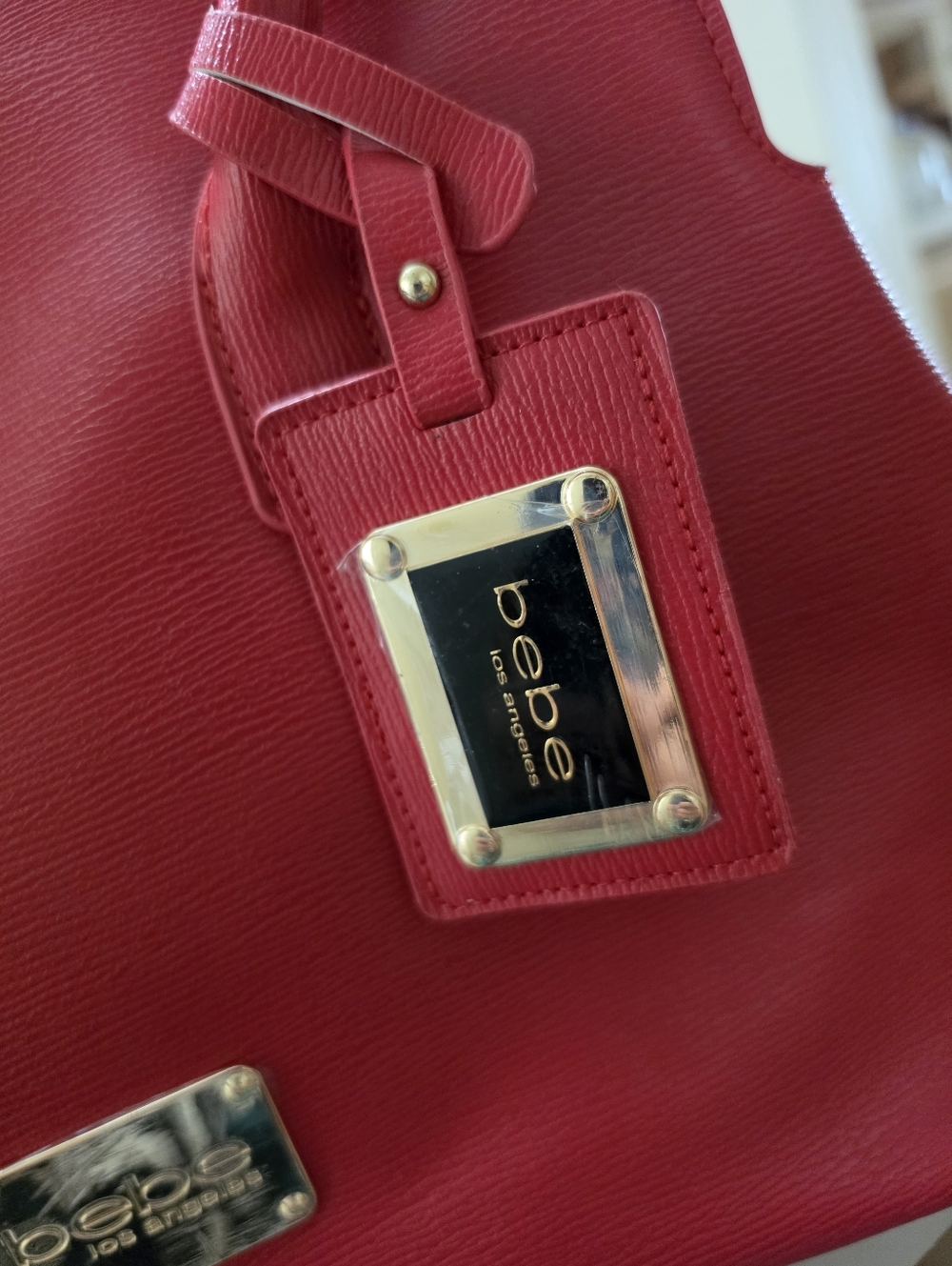 Bebe | Susanna Shopper Tote ❤️ Red With Gold Hardware | Crossbody Strap - Picture 3 of 4